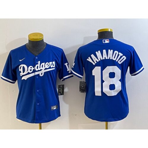 6863e7277f5f9_1 Women's Los Angeles Dodgers #18 Yoshinobu Yamamoto Blue Stitched Jersey(Run Small)