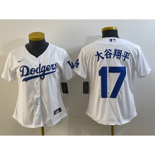 6863e744f3019_1 Women's Los Angeles Dodgers #17 Shohei Ohtani White Stitched Jersey(Run Small)