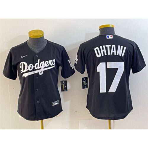 6863e75429a21_1 Women's Los Angeles Dodgers #17 Shohei Ohtani Black Stitched Jersey(Run Small)
