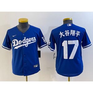 6863e7667e4f4_1 Youth Los Angeles Dodgers #17 Shohei Ohtani Blue Stitched Baseball Jersey
