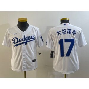 6863e769a4d4a_1 Youth Los Angeles Dodgers #17 Shohei Ohtani White Stitched Baseball Jersey