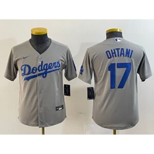 6863e77074295_1 Youth Los Angeles Dodgers #17 Shohei Ohtani Grey Stitched Baseball Jersey