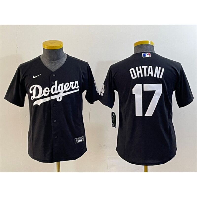 6863e779bb5b4_1 Youth Los Angeles Dodgers #17 Shohei Ohtani Black Stitched Baseball Jersey