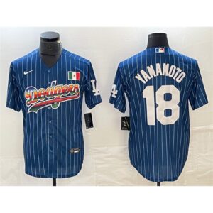 6863e79f2d600_1 Men's Los Angeles Dodgers #18 Yoshinobu Yamamoto Navy Cool Base With Patch Stitched Baseball Jersey