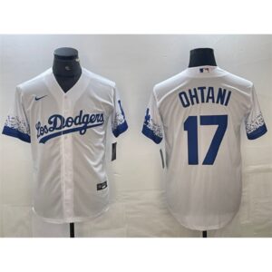 6863e7a326796_1 Men's Los Angeles Dodgers #17 Shohei Ohtani White City Connect Cool Base Stitched Jersey