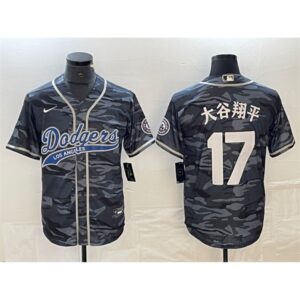 6863e7aac24f5_1 Men's Los Angeles Dodgers #17 Shohei Ohtani Grey Camo Cool Base With Patch Stitched Baseball Jersey