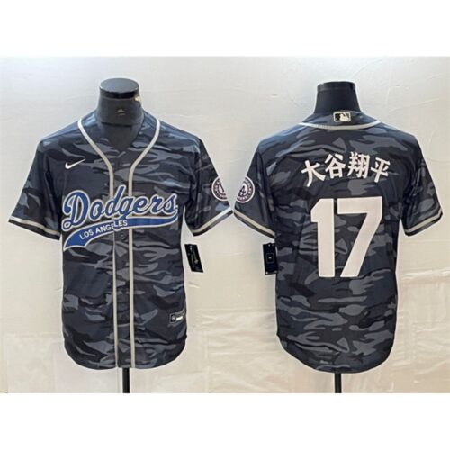 6863e7aac24f5_1 Men's Los Angeles Dodgers #17 Shohei Ohtani Grey Camo Cool Base With Patch Stitched Baseball Jersey
