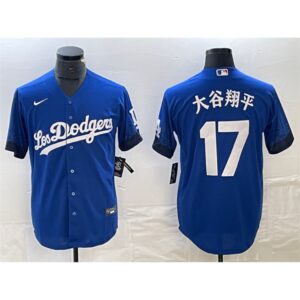 6863e7bd8236c_1 Men's Los Angeles Dodgers #17 Shohei Ohtani Royal City Connect Cool Base With Patch Stitched Baseball Jersey