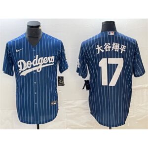 6863e7c90ffea_1 Men's Los Angeles Dodgers #17 Shohei Ohtani Navy Cool Base With Patch Stitched Baseball Jersey