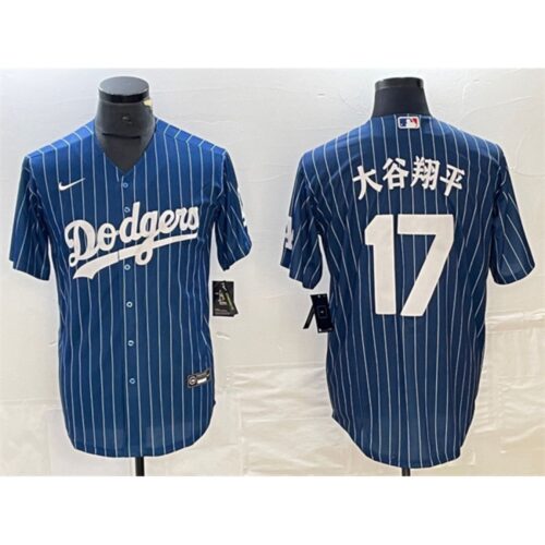 6863e7c90ffea_1 Men's Los Angeles Dodgers #17 Shohei Ohtani Navy Cool Base With Patch Stitched Baseball Jersey