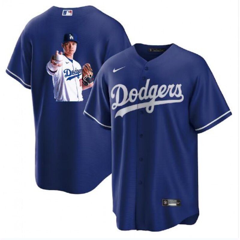 6863e7e062425_1 Men's Los Angeles Dodgers #17 Shohei Ohtani Blue Big Logo Cool Base Stitched Jersey