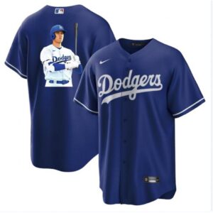 6863e7e4005bf_1 Men's Los Angeles Dodgers #17 Shohei Ohtani Blue Big Logo Cool Base Stitched Jersey