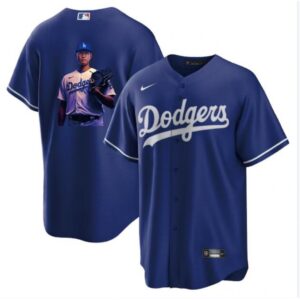 6863e7e79b1db_1 Men's Los Angeles Dodgers #17 Shohei Ohtani Blue Big Logo Cool Base Stitched Jersey