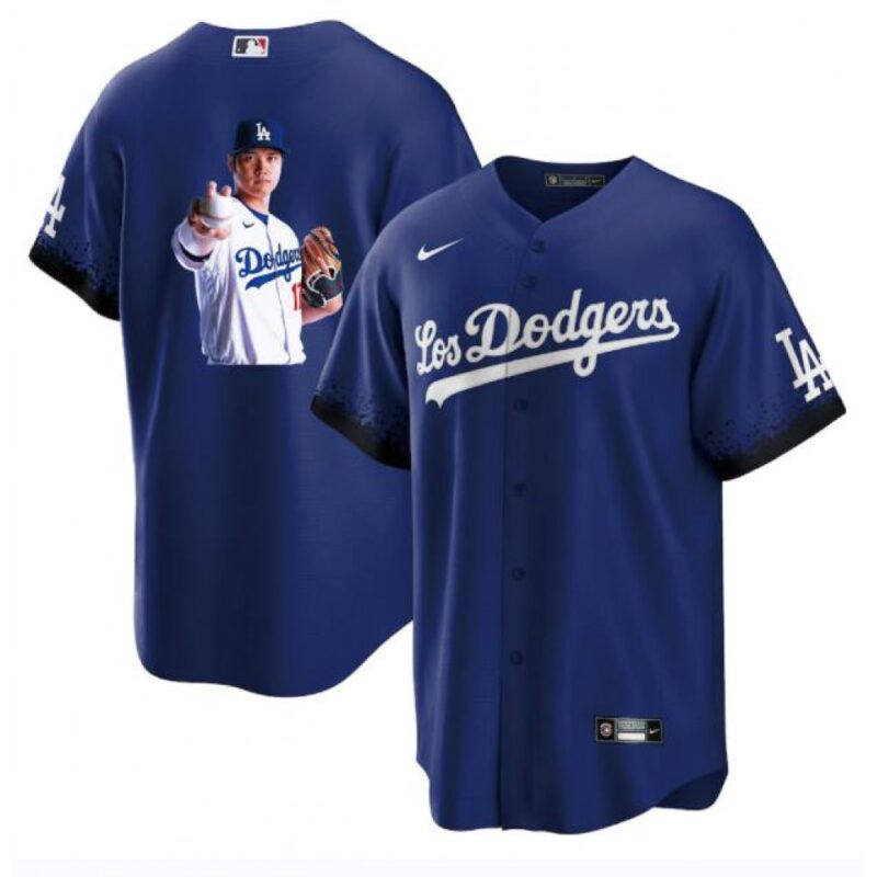 6863e7ef0c25e_1 Men's Los Angeles Dodgers #17 Shohei Ohtani Blue Big Logo City Connect Cool Base Stitched Jersey