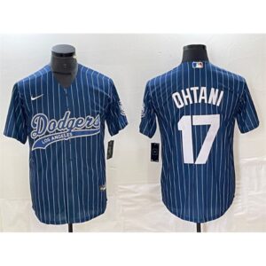 6863e810d2804_1 Men's Los Angeles Dodgers #17 Shohei Ohtani Navy Cool Base With Patch Stitched Baseball Jersey