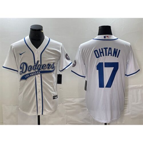 6863e814a1096_1 Men's Los Angeles Dodgers #17 Shohei Ohtani White Cool Base With Patch Stitched Baseball Jersey