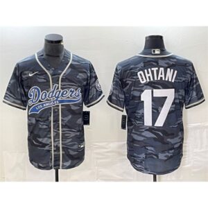 6863e81fd3e64_1 Men's Los Angeles Dodgers #17 Shohei Ohtani Gray Camo Cool Base With Patch Stitched Baseball Jersey