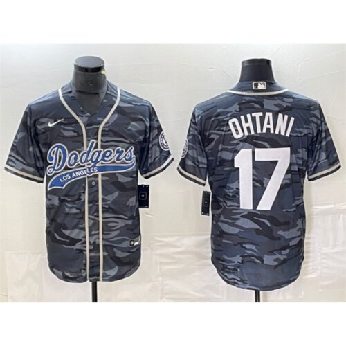6863e81fd3e64_1 Men's Los Angeles Dodgers #17 Shohei Ohtani Gray Camo Cool Base With Patch Stitched Baseball Jersey