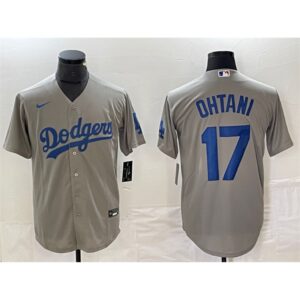 6863e823b17de_1 Men's Los Angeles Dodgers #17 Shohei Ohtani Grey Cool Base Stitched Jersey