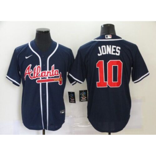 6863e82e7ddae_1 Men's Atlanta Braves #10 Chipper Jones Navy Cool Base Stitched Baseball Jersey