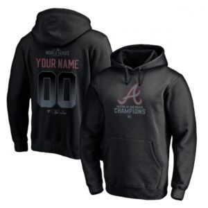 6863eab4e161a_1 Men's Atlanta Braves Black 2021 World Series Champions Custom Name & Number Pullover Hoodie