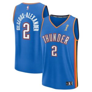 686405b2aee9c_1 Men's Oklahoma City Thunder #2 Shai Gilgeous-Alexander Fanatics Blue 2025 NBA Finals Champions Fast Break Replica Player Icon Edition Jersey