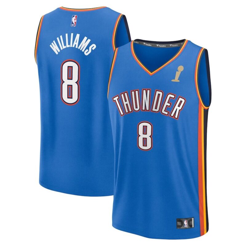686405b8db507_1 Men's Oklahoma City Thunder #8 Jalen Williams Fanatics Blue 2025 NBA Finals Champions Fast Break Replica Player Icon Edition Jersey