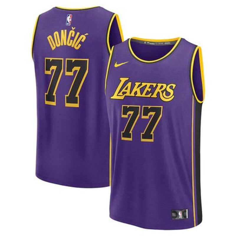 686405bf61de4_1 Unisex Los Angeles Lakers #77 Luka Doncic Purple Swingman City Edition Jersey