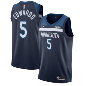 6864061c7228e_1 Men's Minnesota Timberwolves #5 Anthony Edwards Navy Icon Edition Stitched Jersey