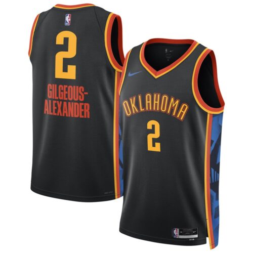686406456b6c3_1 Unisex Oklahoma City Thunder Shai Gilgeous-Alexander Black 2024/25 Swingman Player Jersey - City Edition