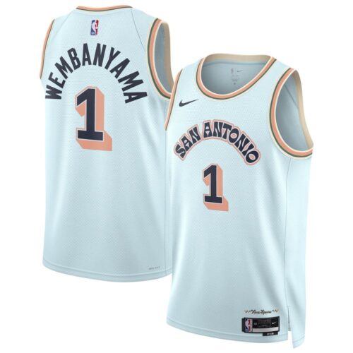 6864064b6e0e1_1 Unisex San Antonio Spurs Victor Wembanyama Light Blue 2024/25 Swingman Player Jersey - City Edition
