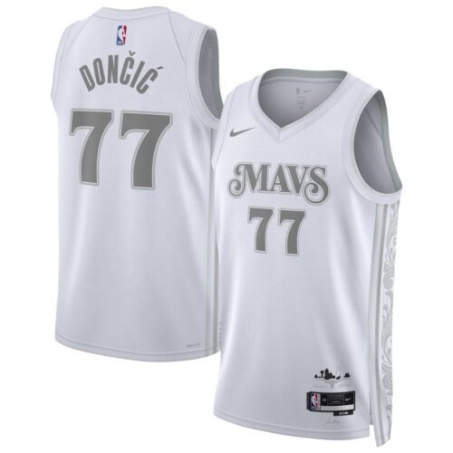 Youth Dallas Mavericks #77 Luka Doncic  White 2024/25 Swingman Player City Edition Jersey