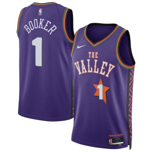 6864067748055_1 Unisex Phoenix Suns Devin Booker Purple 2024/25 Swingman Player Jersey - City Edition