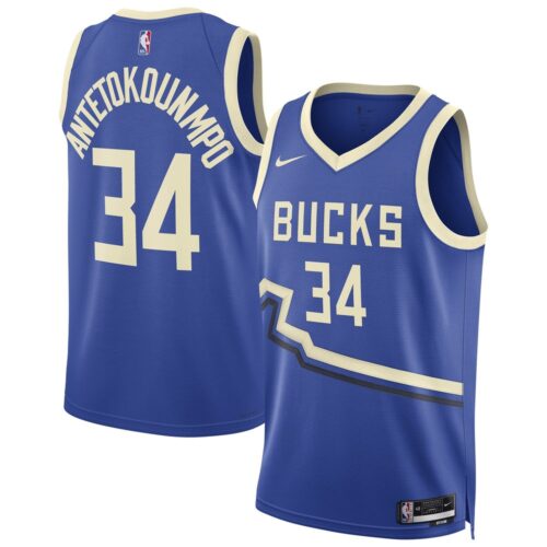 686406903e560_1 Unisex Milwaukee Bucks Giannis Antetokounmpo Royal 2024/25 Swingman Player Jersey - City Edition