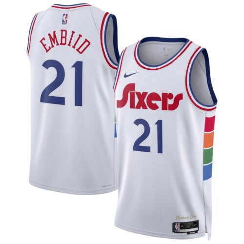 686406a591907_1 Unisex Philadelphia 76ers Joel Embiid White 2024/25 Swingman Player Jersey - City Edition