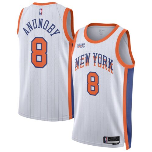 686406b048a12_1 Unisex New York Knicks OG Anunoby White 2024/25 Swingman Player Jersey - City Edition