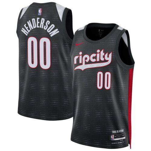 686406bfc1e37_1 Unisex Portland Trail Blazers Scoot Henderson Black 2024/25 Swingman Player Jersey - City Edition
