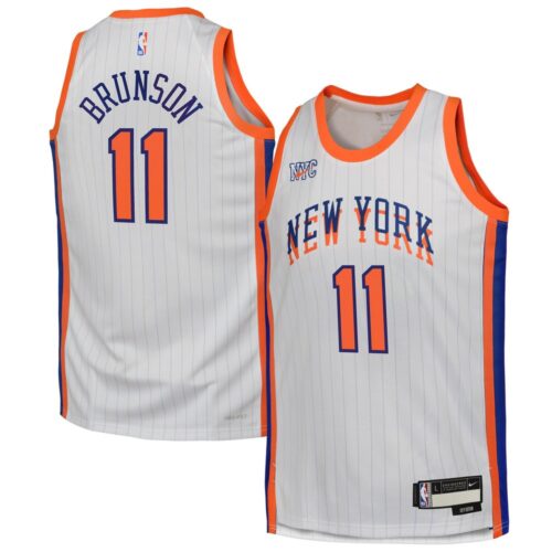 686406d79398a_1 Youth New York Knicks Jalen Brunson White 2024/25 Swingman Player Jersey - City Edition