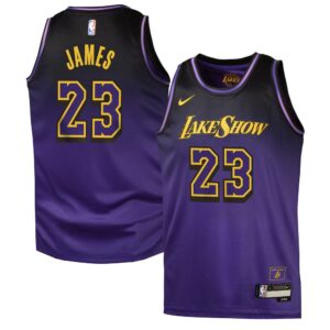 686406da1743f_1 Youth Los Angeles Lakers #23 LeBron James Purple 2024/25 Swingman City Edition Player Jersey