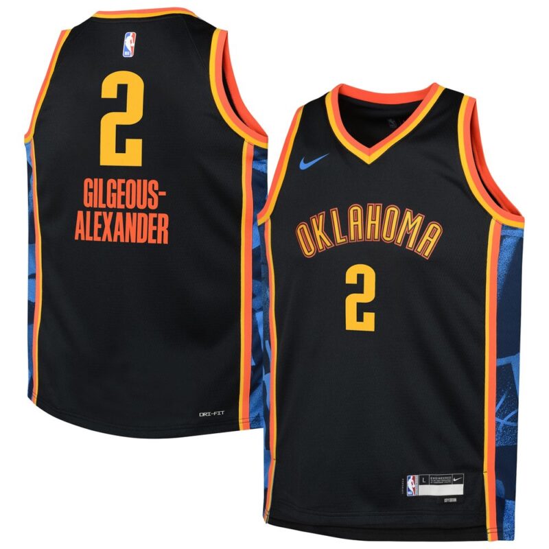 686406dc91c1a_1 Youth Oklahoma City Thunder Shai Gilgeous-Alexander Black 2024/25 Swingman Player Jersey - City Edition