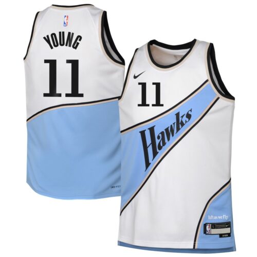 686406ea8ccf1_1 Youth Atlanta Hawks Trae Young White 2024/25 Swingman Player Jersey - City Edition