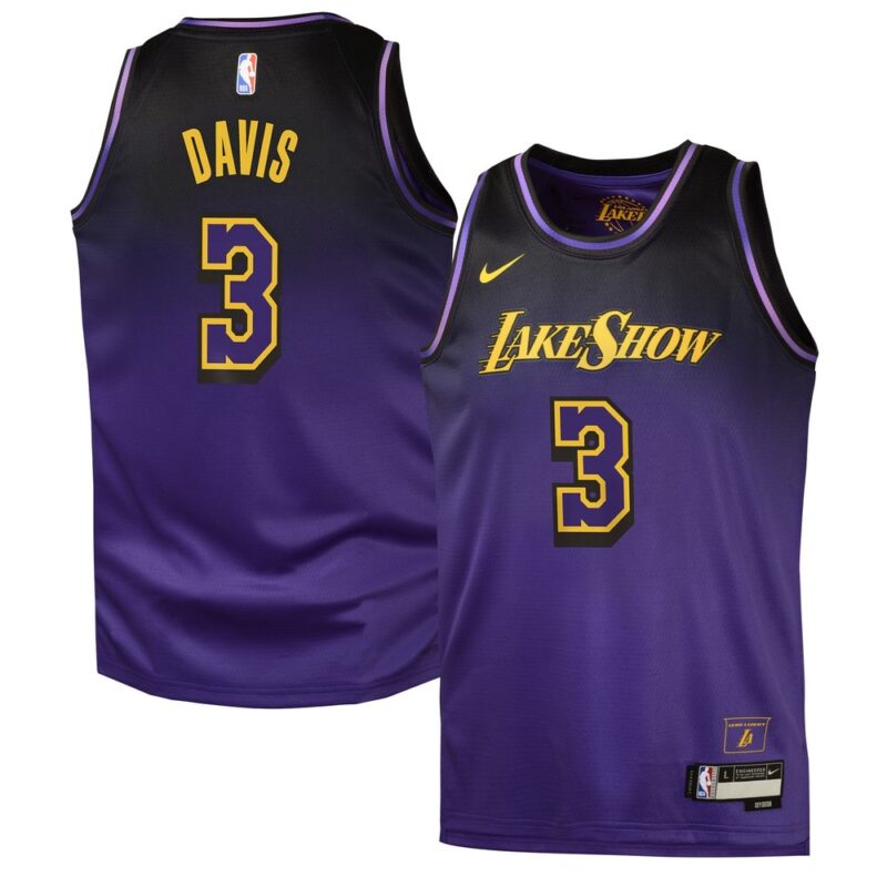 686406ecda38e_1 Youth Los Angeles Lakers #3 Anthony Davis Purple 2024/25 Swingman Player City Edition Jersey