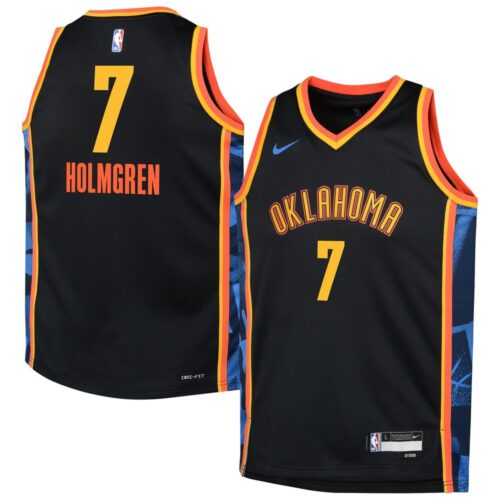 686406f44431f_1 Youth Oklahoma City Thunder Chet Holmgren Black 2024/25 Swingman Player Jersey - City Edition