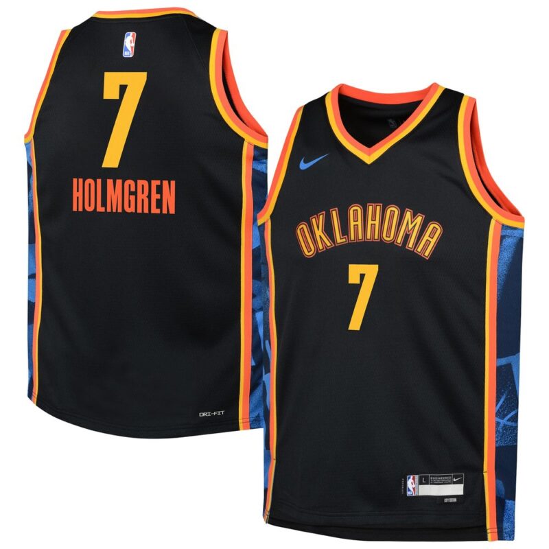 686406f44431f_1 Youth Oklahoma City Thunder Chet Holmgren Black 2024/25 Swingman Player Jersey - City Edition