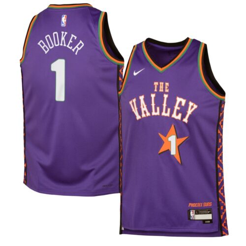 686407032440f_1 Youth Phoenix Suns Devin Booker Purple 2024/25 Swingman Player Jersey - City Edition