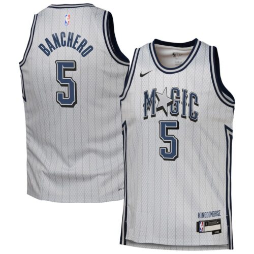6864070864c0b_1 Youth Orlando Magic Paolo Banchero Silver 2024/25 Swingman Player Jersey - City Edition