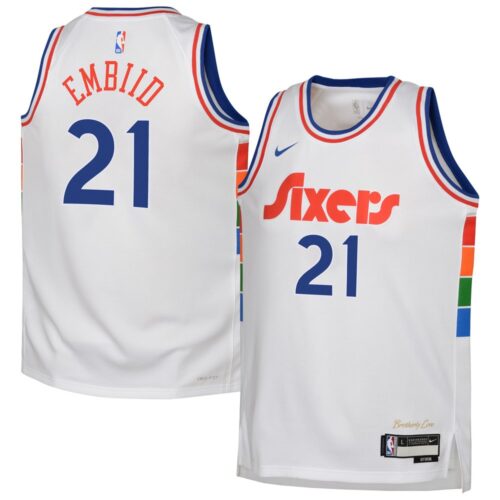 686407175ba3b_1 Youth Philadelphia 76ers Joel Embiid White 2024/25 Swingman Player Jersey - City Edition