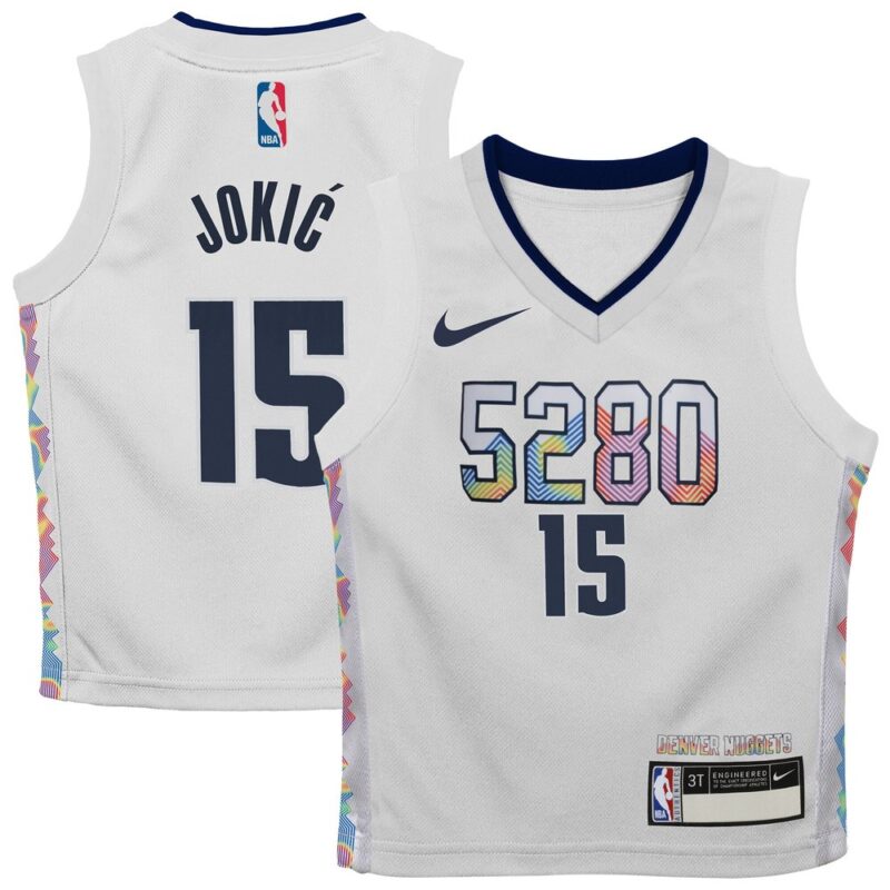 6864072105ec9_1 Toddler Denver Nuggets Nikola Jokic White 2024/25 Swingman Player Jersey - City Edition