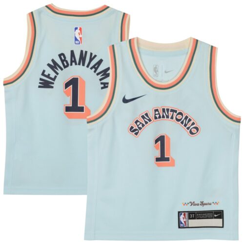 686407328cbda_1 Toddler San Antonio Spurs Victor Wembanyama Light Blue 2024/25 Swingman Player Jersey - City Edition