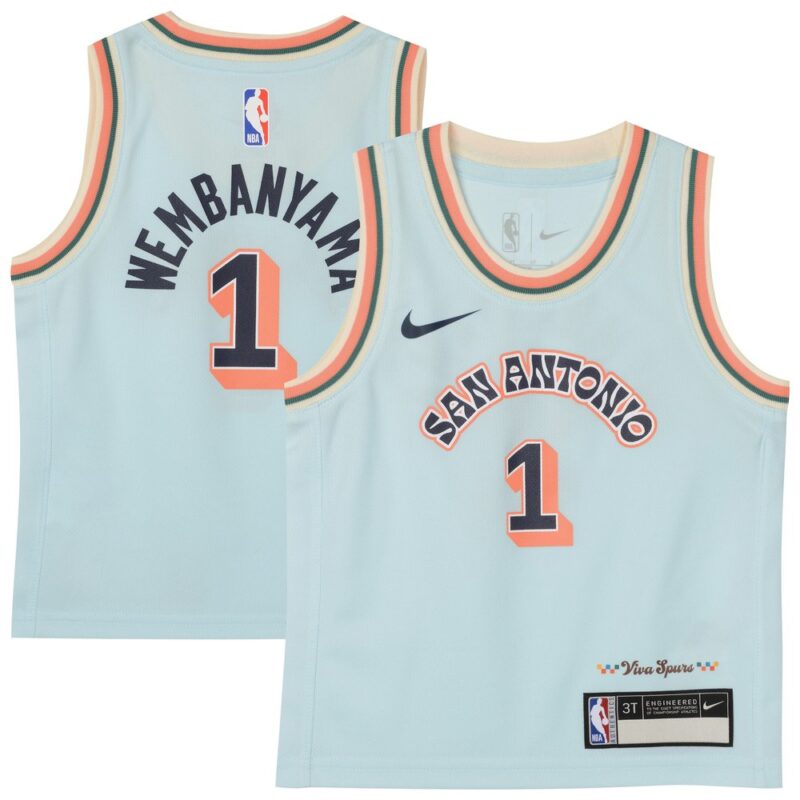 686407328cbda_1 Toddler San Antonio Spurs Victor Wembanyama Light Blue 2024/25 Swingman Player Jersey - City Edition
